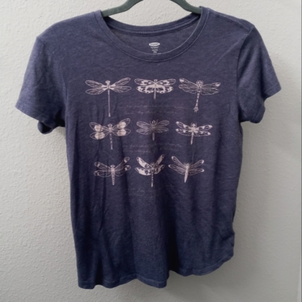 Navy Blue Dragonfly Graphic T-Shirt